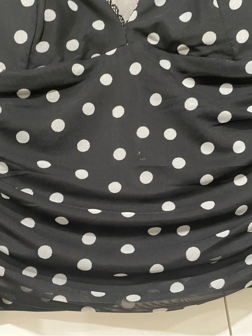 Abercrombie Fitch Blouse medium Bra Free Black Polka Dot Long-Sleeve V-Neck Top - Picture 7 of 13